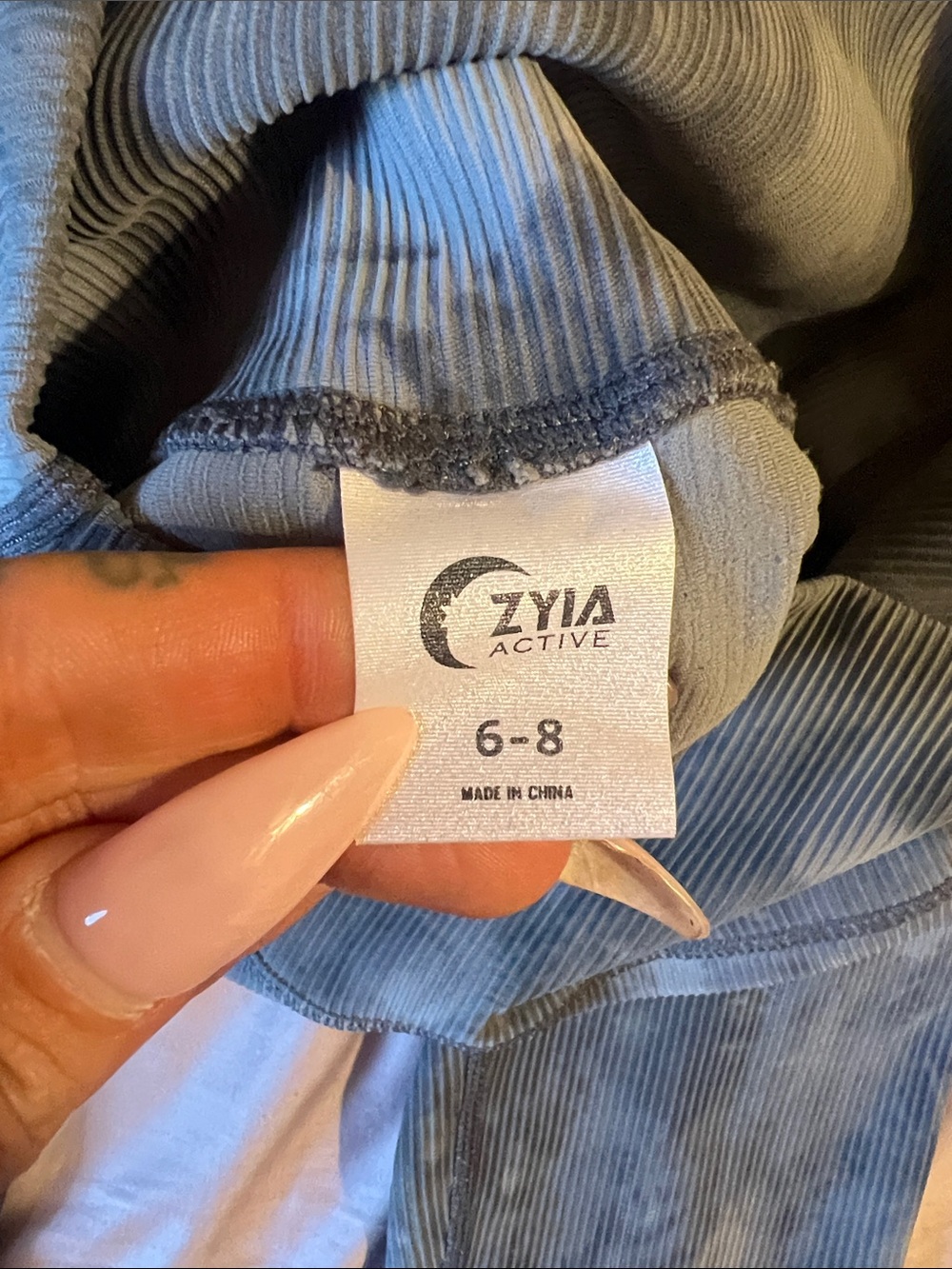 ZYIA Active Light Blue Ribbed Top - Picture 3 of 5